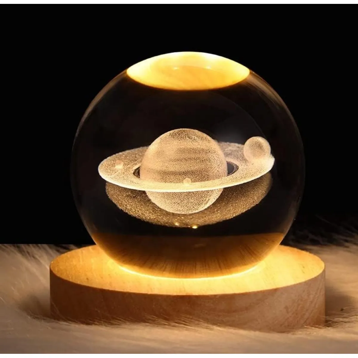 GENERICO - Lampara De Noche Bola De Cristal Led Saturno 3D