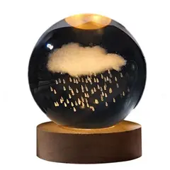GENERICO - Lampara De Noche Bola De Cristal Led Lluvia 3D