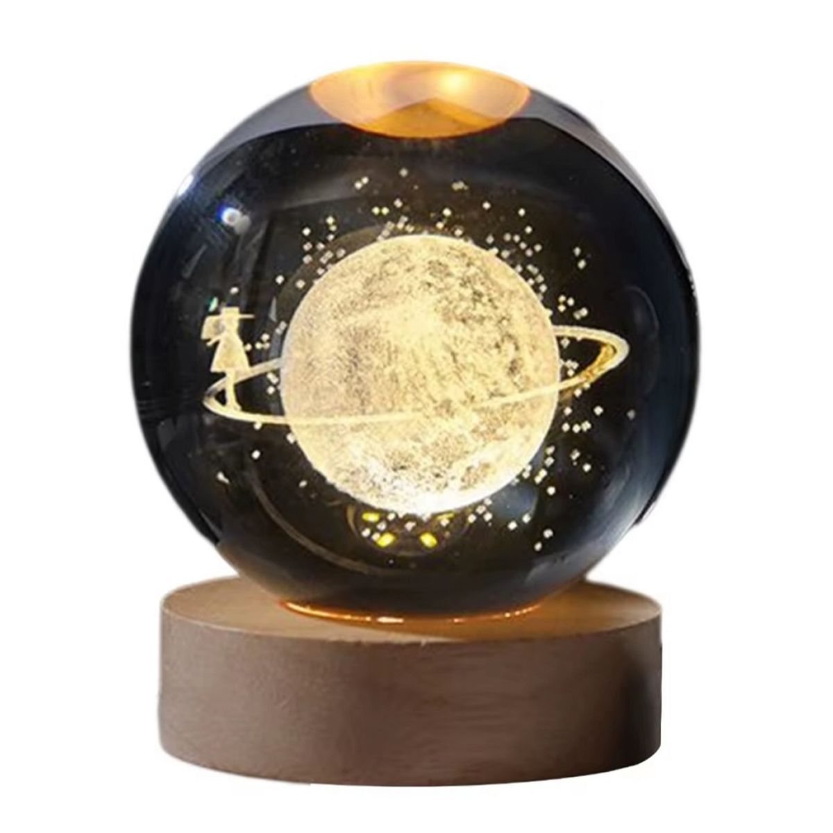 GENERICO - Lampara De Noche Bola De Cristal Led Planeta 3D