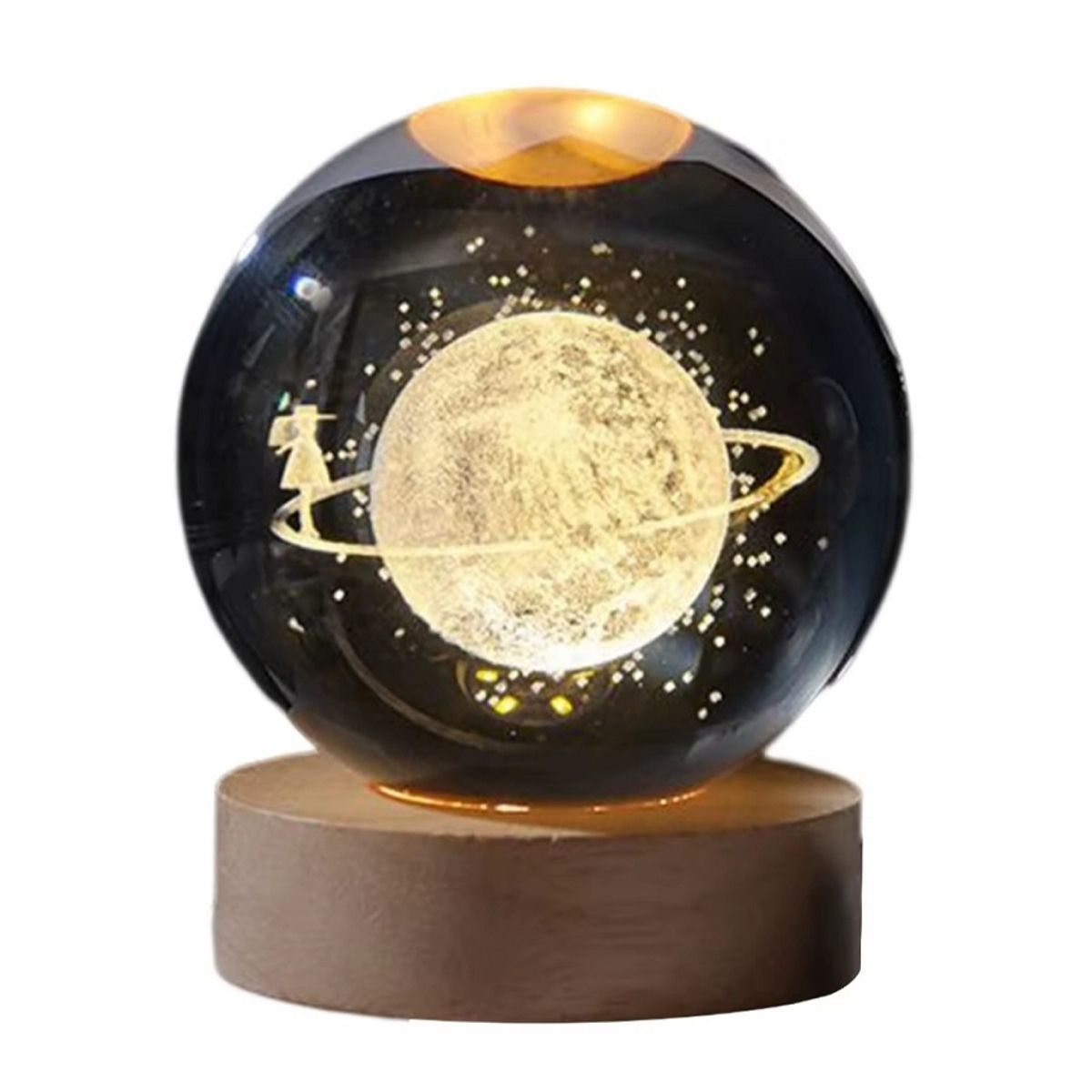 GENERICO - Lampara De Noche Bola De Cristal Led Planeta 3D
