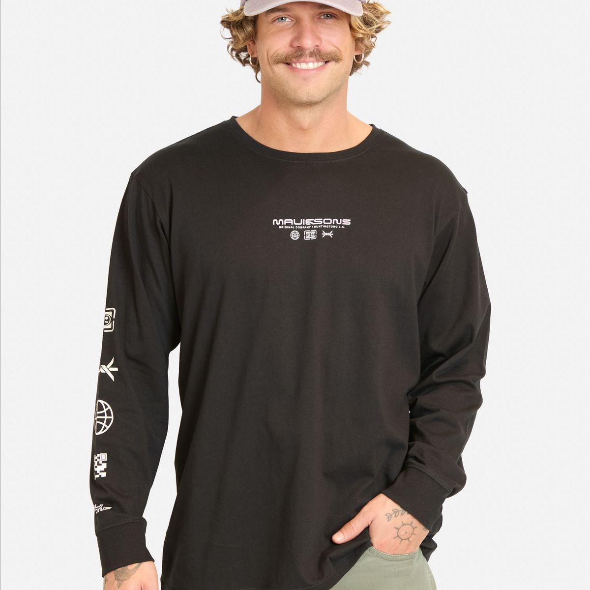 MAUI AND SONS - Polera ML Mopi Negro Hombre Maui And Sons - Negro