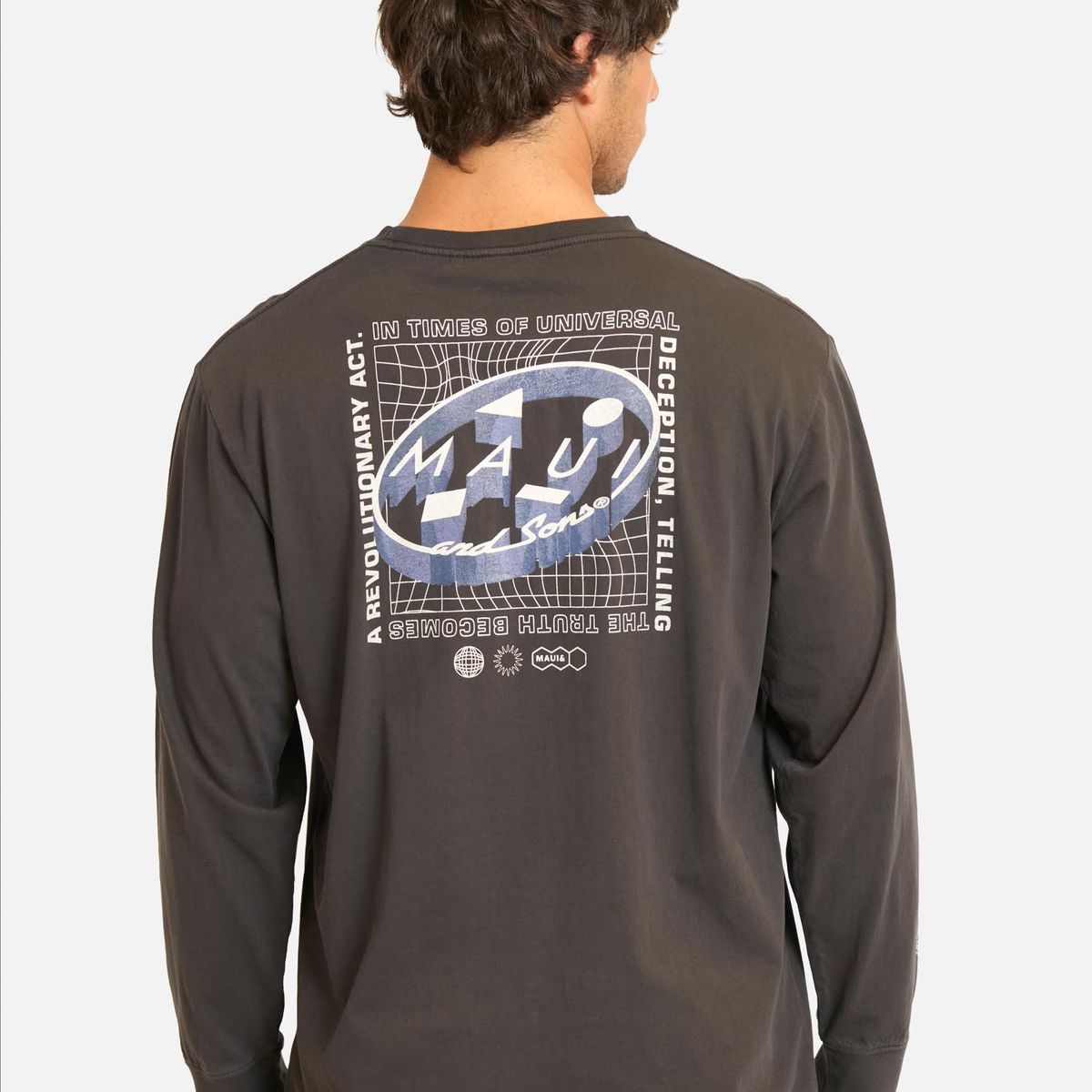 MAUI AND SONS - Polera ML Matec Negro Hombre Maui And Sons - Negro