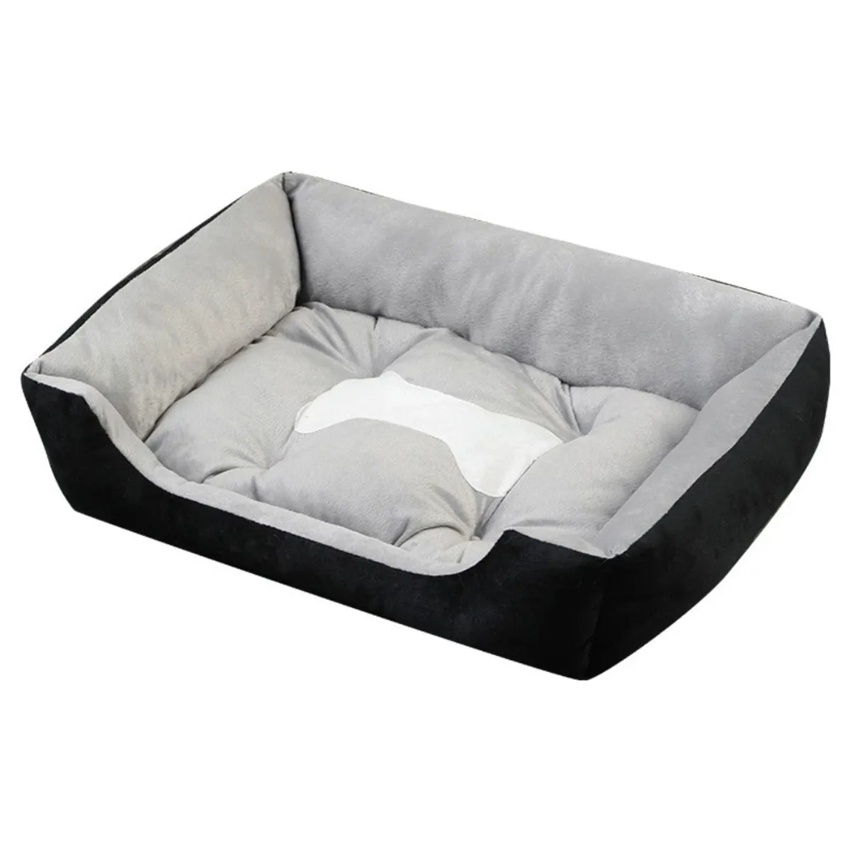 MUNDO MAGIA - Cama Extra Grande Para Perro Forro Suave Color Negra Gris