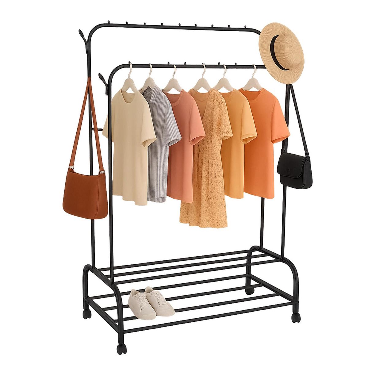 GLOBAL LATIN GROUP - Perchero Metálico Doble con Zapatero Organizador de Ropa