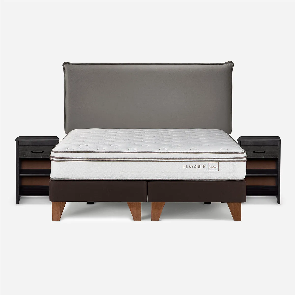 ROSEN - Cama Classique+ 2 Plazas + Muebles Maurice Grafito