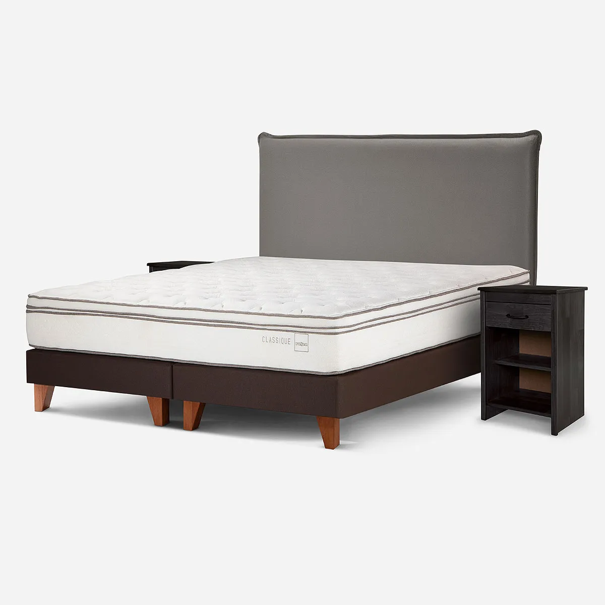 ROSEN - Cama Classique+ 2 Plazas + Muebles Maurice Grafito