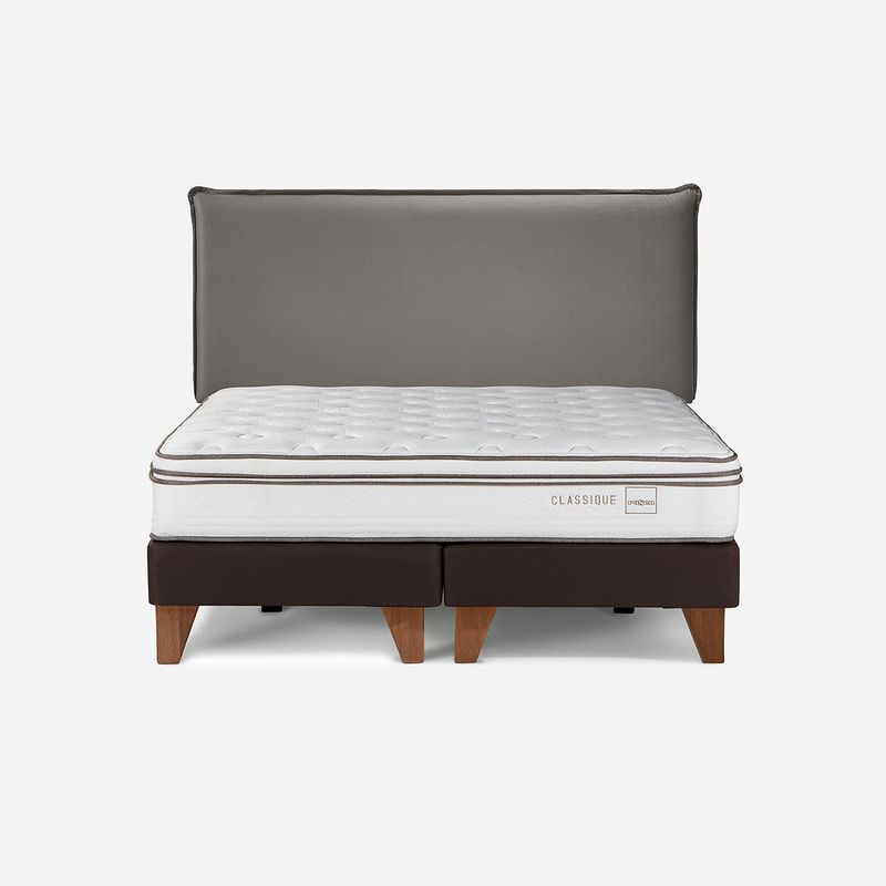 ROSEN - Cama Classique+ 2 Plazas + Respaldo Maurice Grafito