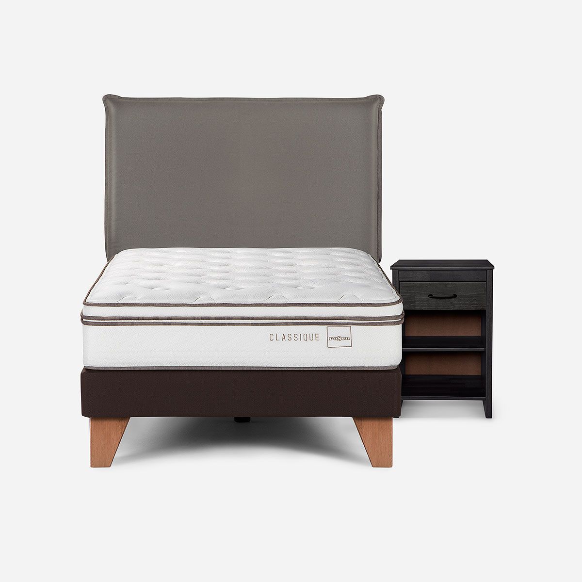 ROSEN - Cama Classique+ 1,5 Plazas + Muebles Maurice Grafito