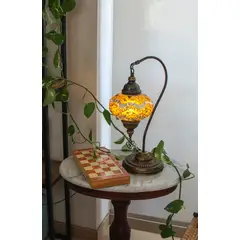 TURKUAZ - Lámpara turca cisne M Rombos ámbar