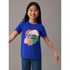 CALVIN KLEIN - Polera Niña Multi Colour Graphic Azul