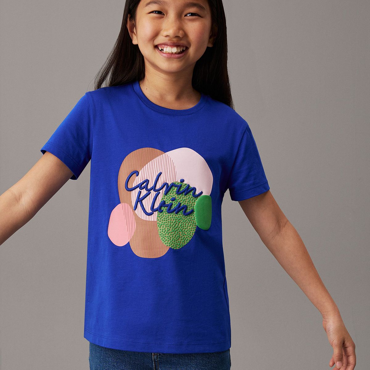 CALVIN KLEIN - Polera Niña Multi Colour Graphic Azul Calvin Klein