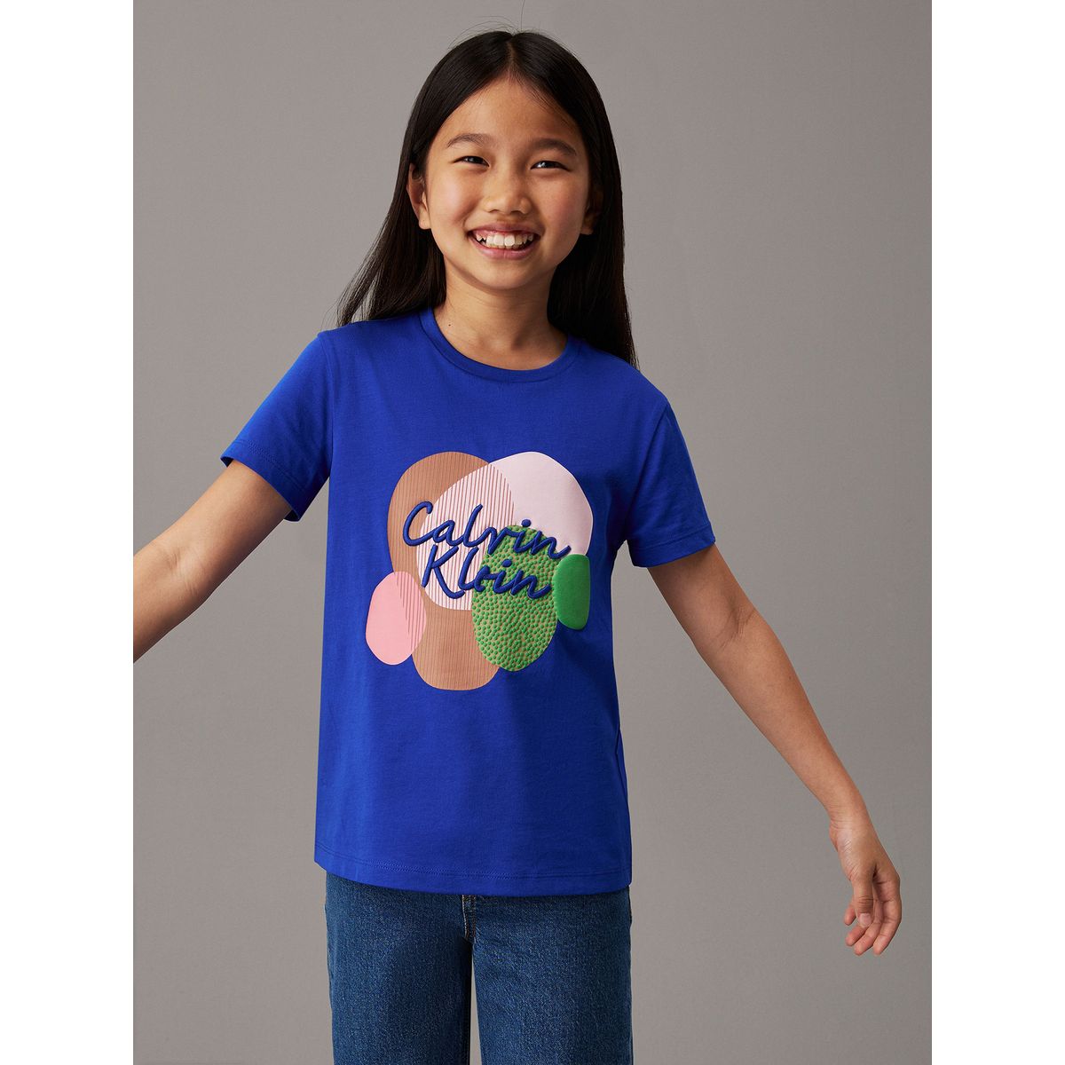 CALVIN KLEIN - Polera Niña Multi Colour Graphic Azul Calvin Klein