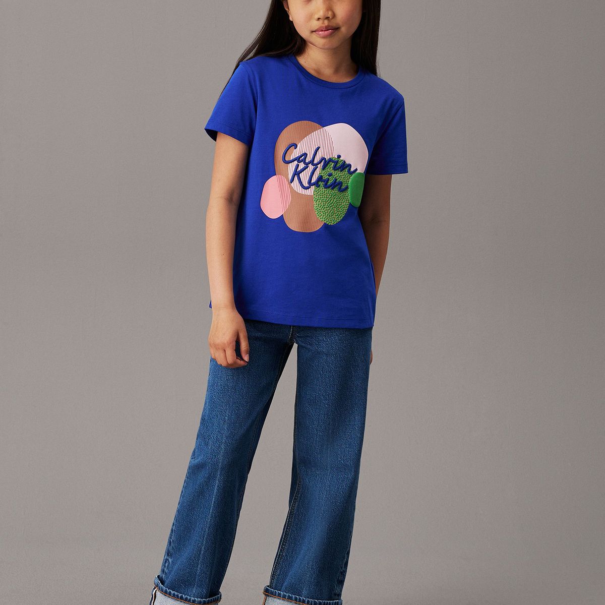 CALVIN KLEIN - Polera Niña Multi Colour Graphic Azul Calvin Klein