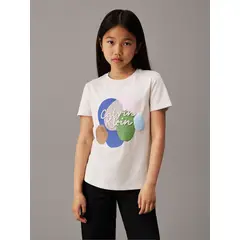 CALVIN KLEIN - Polera Niña Multi Colour Graphic Beige