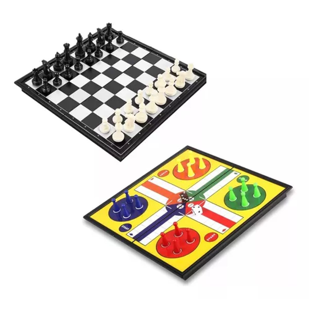 GENERICO - Juego de mesa 3 en 1 ludo damas y ajedrez familiar
