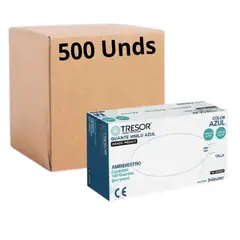REUTTER - Guante Vinilo Azul Tresor S Sin Polvo Pack X 500 Unidades