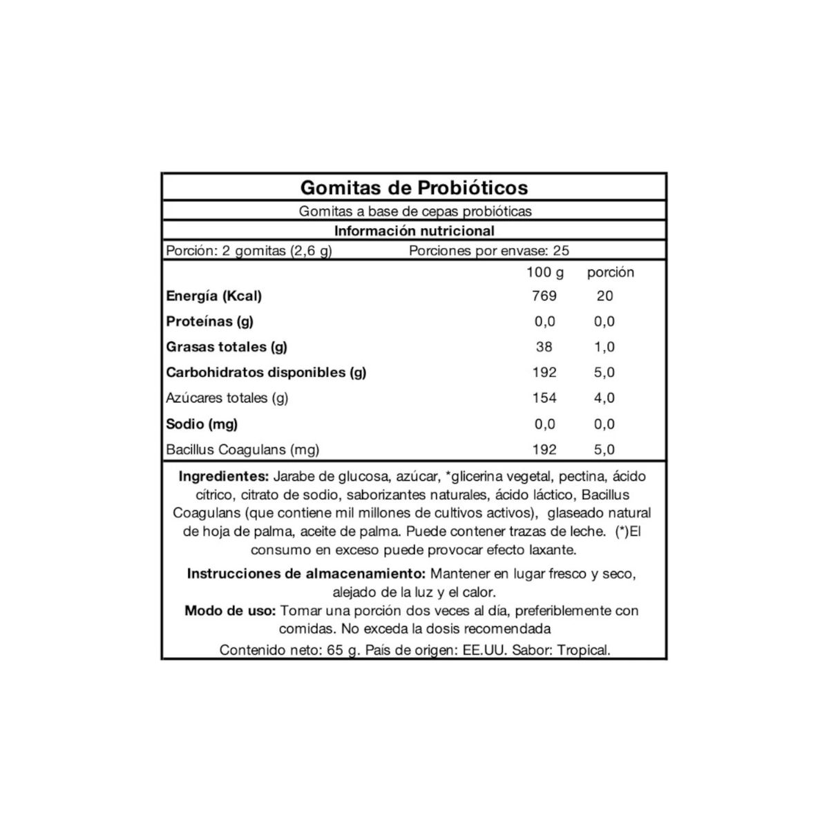 NATURE'S TRUTH - PROBIOTICOS + PREBIOTICOS 50 GOMITAS SABOR TROPICAL - NATURE'S TRUTH