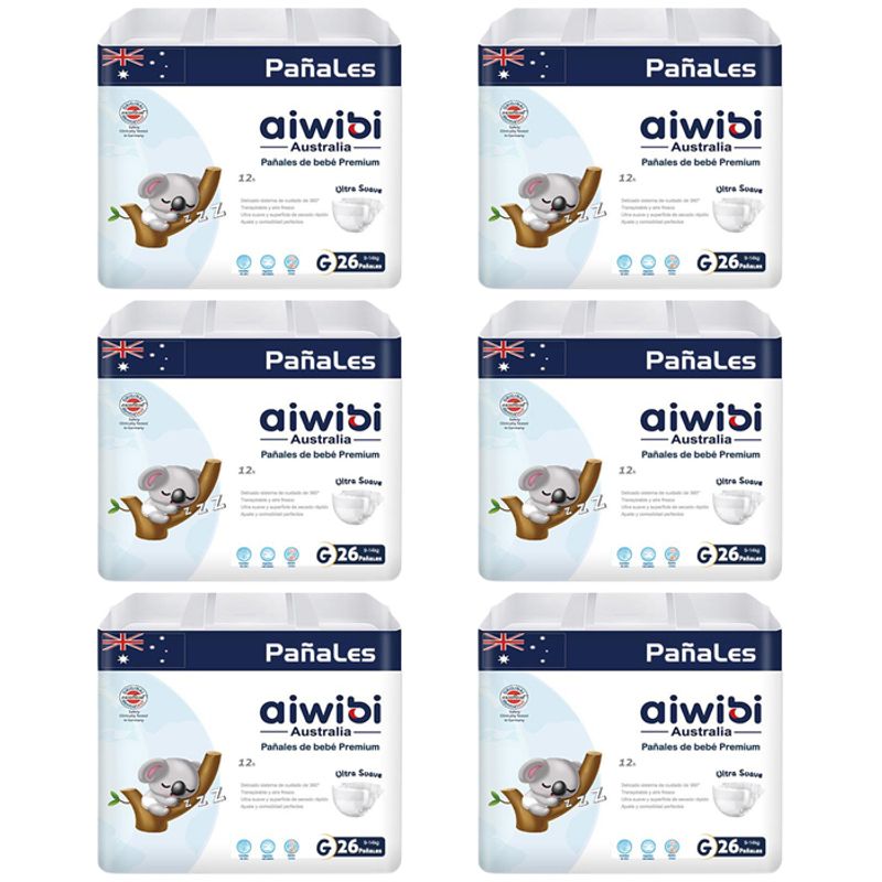 AIWIBI - Pañal Aiwibi Premium X6 G 26 (156 Pañales)