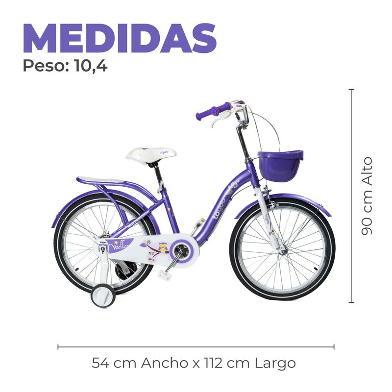 MUNDO ONLINE - Bicicleta Niña Infantil De Paseo Purple Owl Rueditas Aro 16