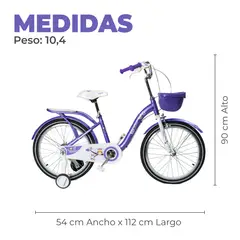 MUNDO ONLINE - Bicicleta Niña Infantil De Paseo Purple Owl Rueditas Aro 16