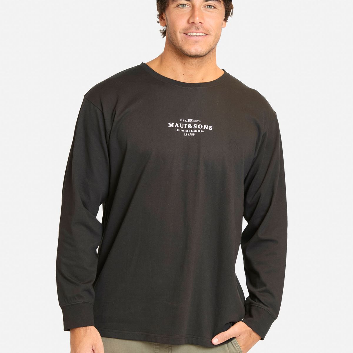 MAUI AND SONS - Polera ML Nisin Negro Hombre Maui And Sons - Negro