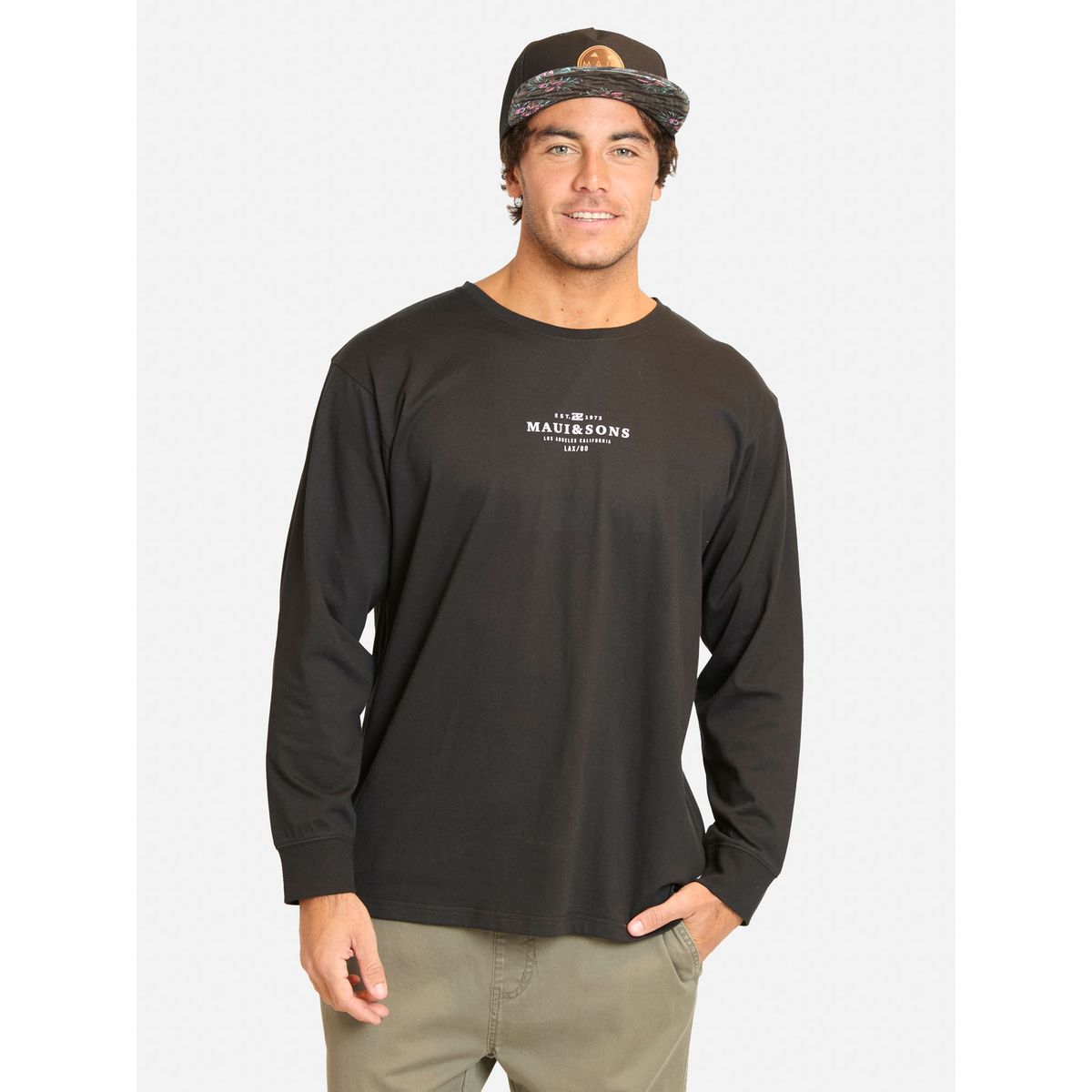 MAUI AND SONS - Polera ML Nisin Negro Hombre Maui And Sons - Negro