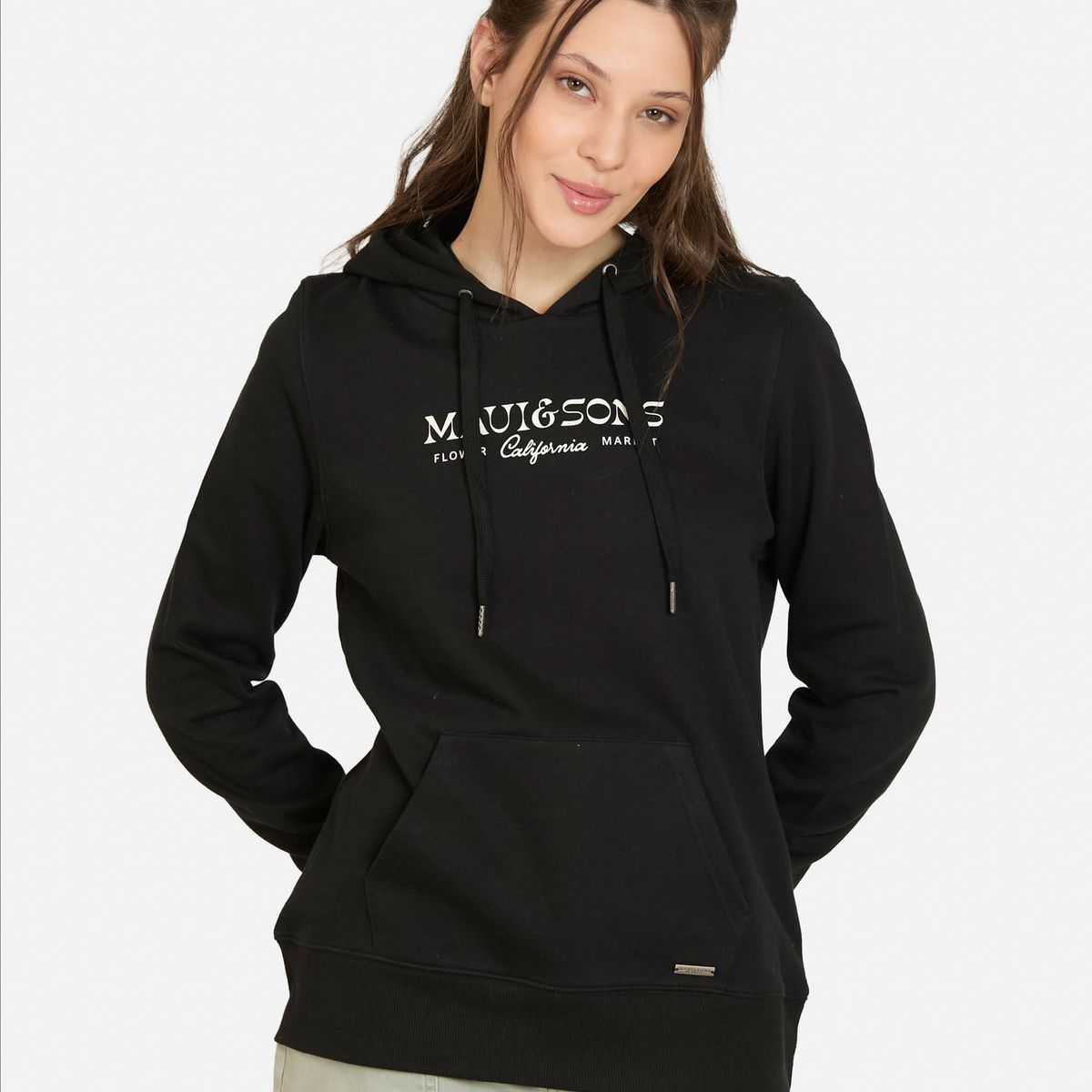 MAUI AND SONS - Poleron Canguro Chillaxa Negro Mujer Maui And Sons - Negro