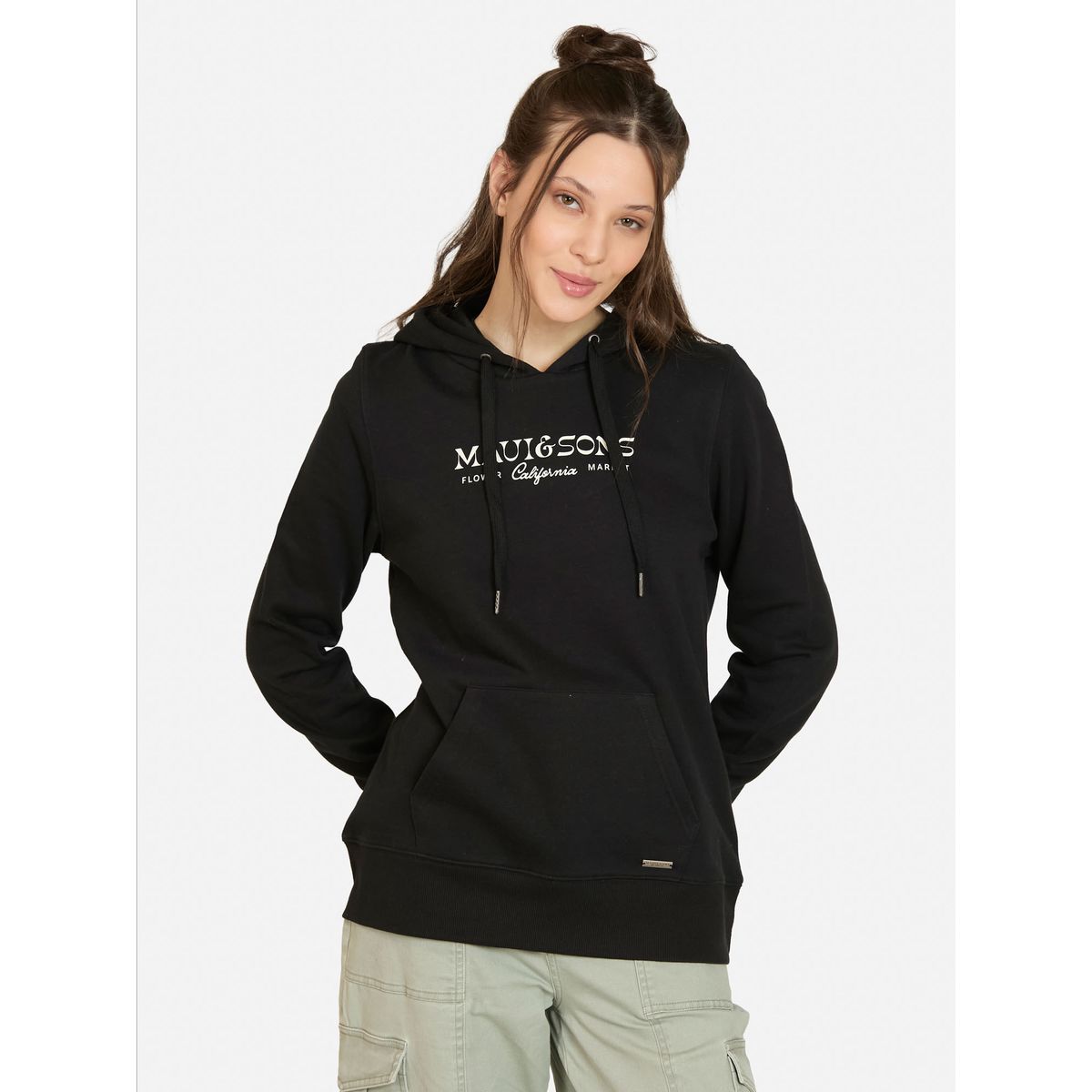 MAUI AND SONS - Poleron Canguro Chillaxa Negro Mujer Maui And Sons - Negro