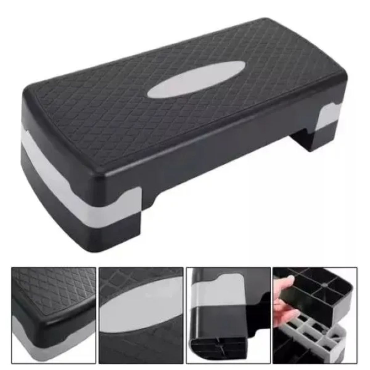 GENERICO - Step Aerobico 2 Niveles Antideslizante Yoga Pilates Fitness Negro