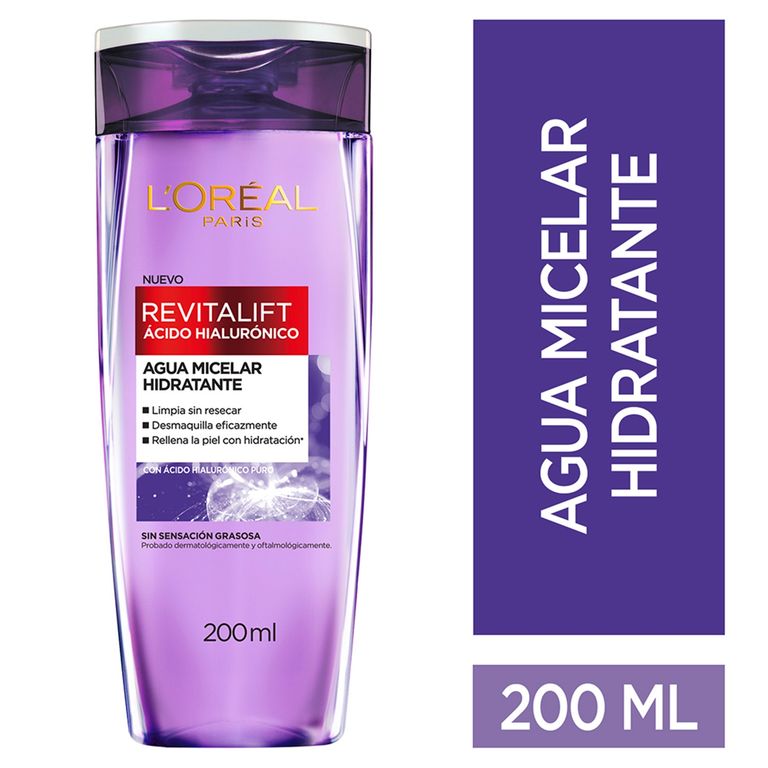 Agua Micelar L'Oréal Paris Revitalift con Ácido Hialurónico 200ml