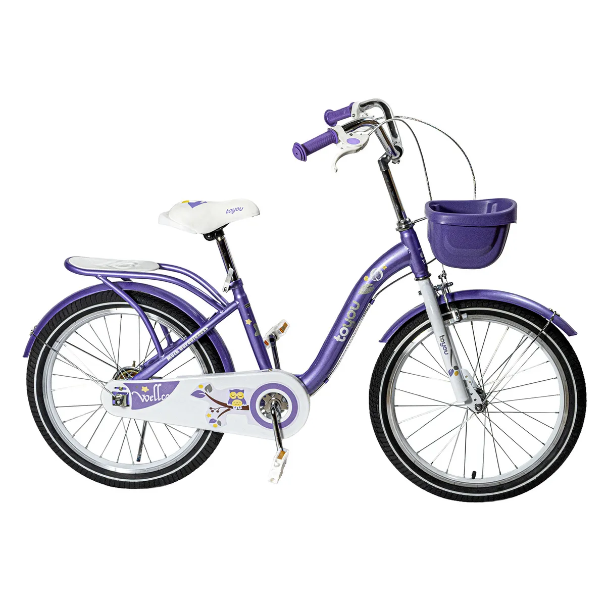 MUNDO ONLINE - Bicicleta Niña Infantil De Paseo Purple Owl Rueditas Aro 20