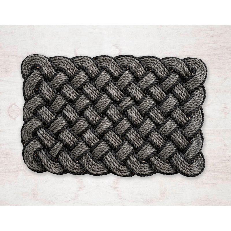 KOKOMAT - Limpiapies Trenzado Patrón Gris-Negro