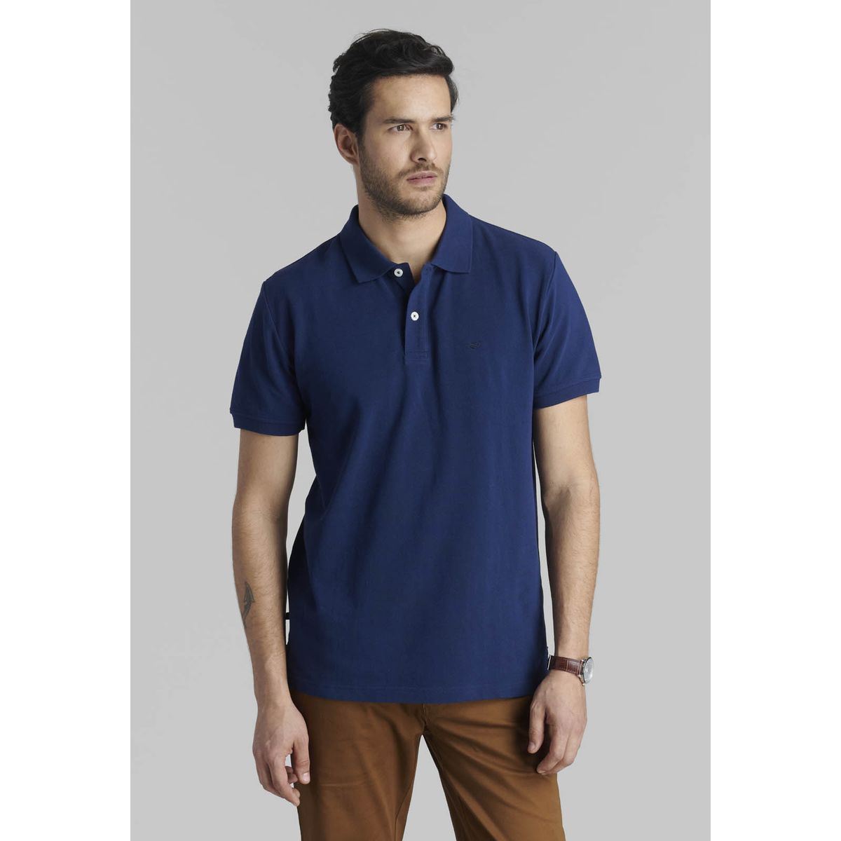 FEROUCH - Polera Pique Basica Azul Ferouch
