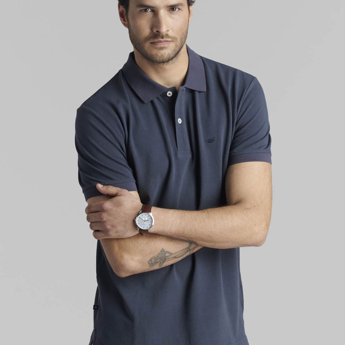 FEROUCH - Polera Pique Basica Gris Ferouch