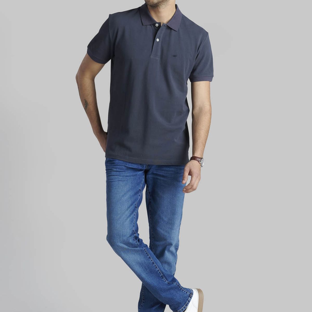 FEROUCH - Polera Pique Basica Gris Ferouch