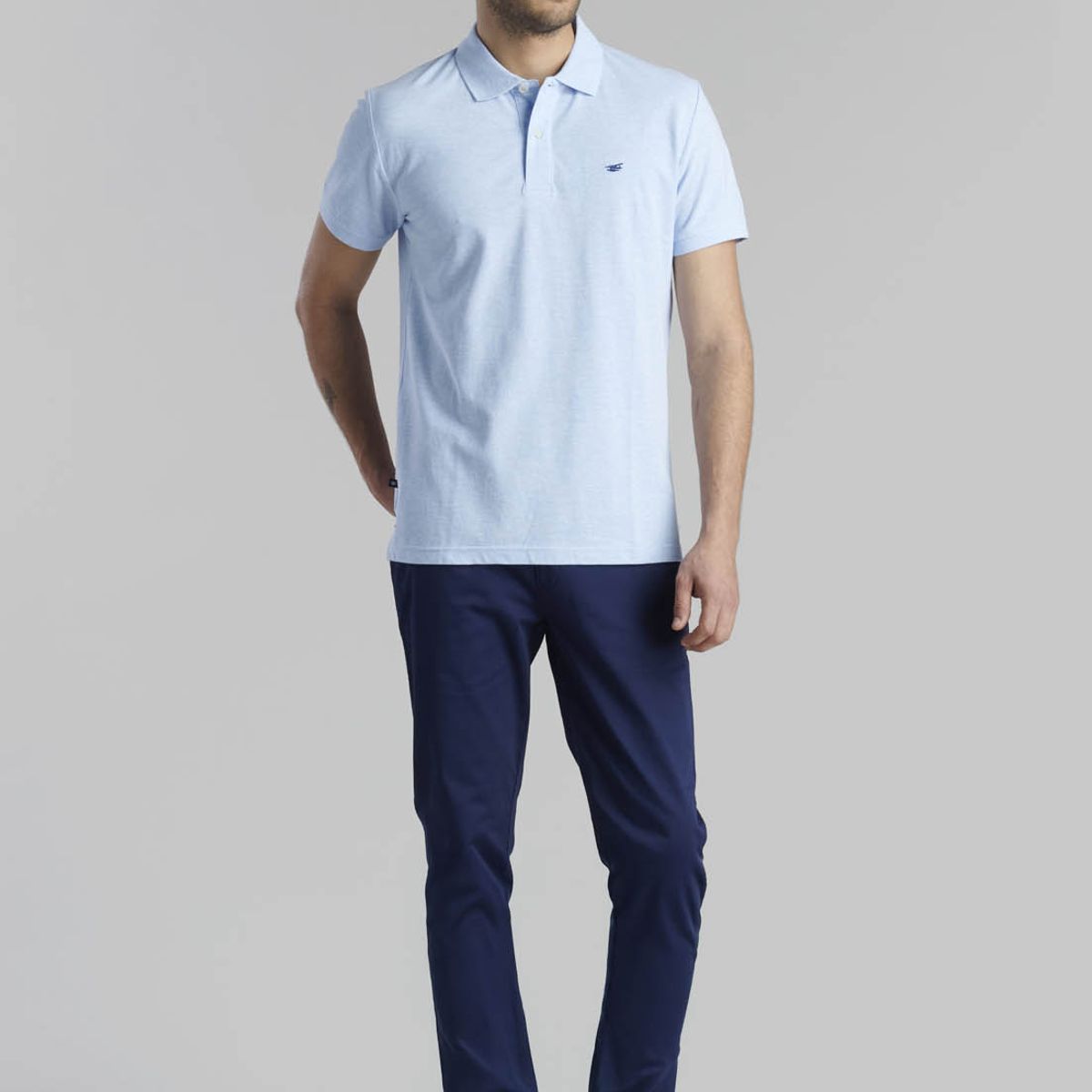 FEROUCH - Polera Pique Basica Azul Ferouch