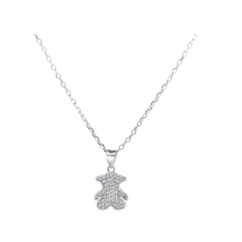 GENERICO - Collar Plata Fina 925 Oso Con Microcircones Mujer Moda