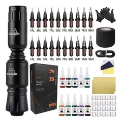 MUNDO MAGIA - Kit De Tatuaje Inalámbrico Pen Rotativa Mas Accesorios