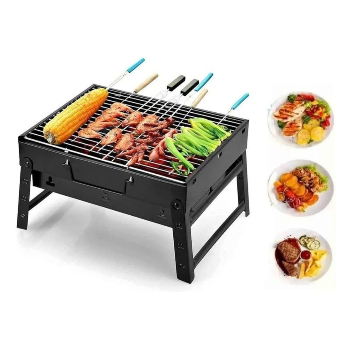 GENERICO - Parrilla a Carbon Portatil - Mini Barbacoa Plegable Fechas Patrias
