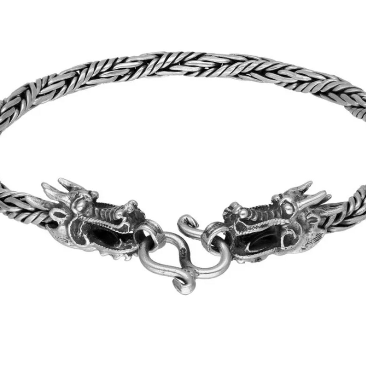 GENERICO - Pulsera Hombre Espiga Dos Dragones Plata 925 Moda Masculina