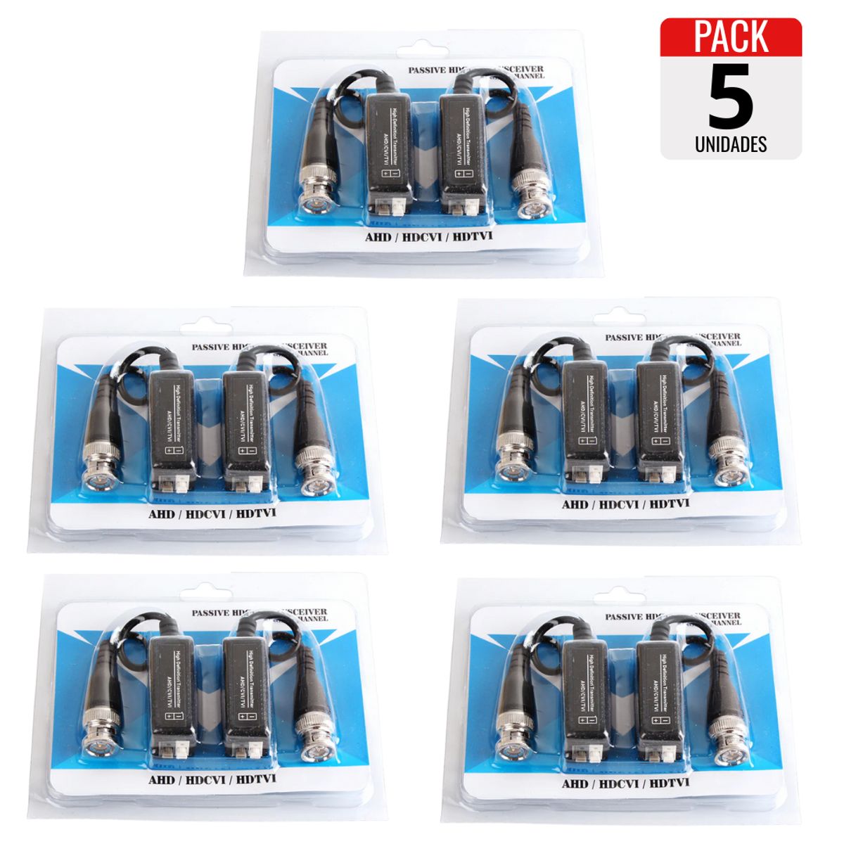 GENERICO - Pack x5 Pares de Video Balun 1080p a Presión