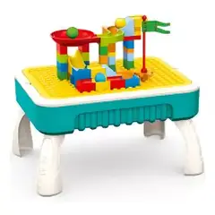 GENERICO - Mesa aprendizaje 2-1 bloques construcción y pizarra 58 pcs