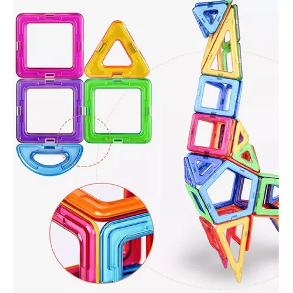 GENERICO - Bloques magnéticos construcción didácticos 84 piezas rosadas