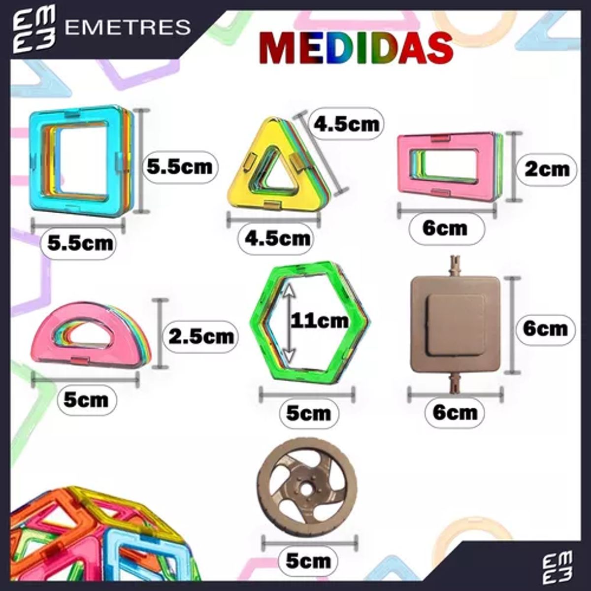 GENERICO - Bloques magnéticos construcción didácticos 84 piezas rosadas