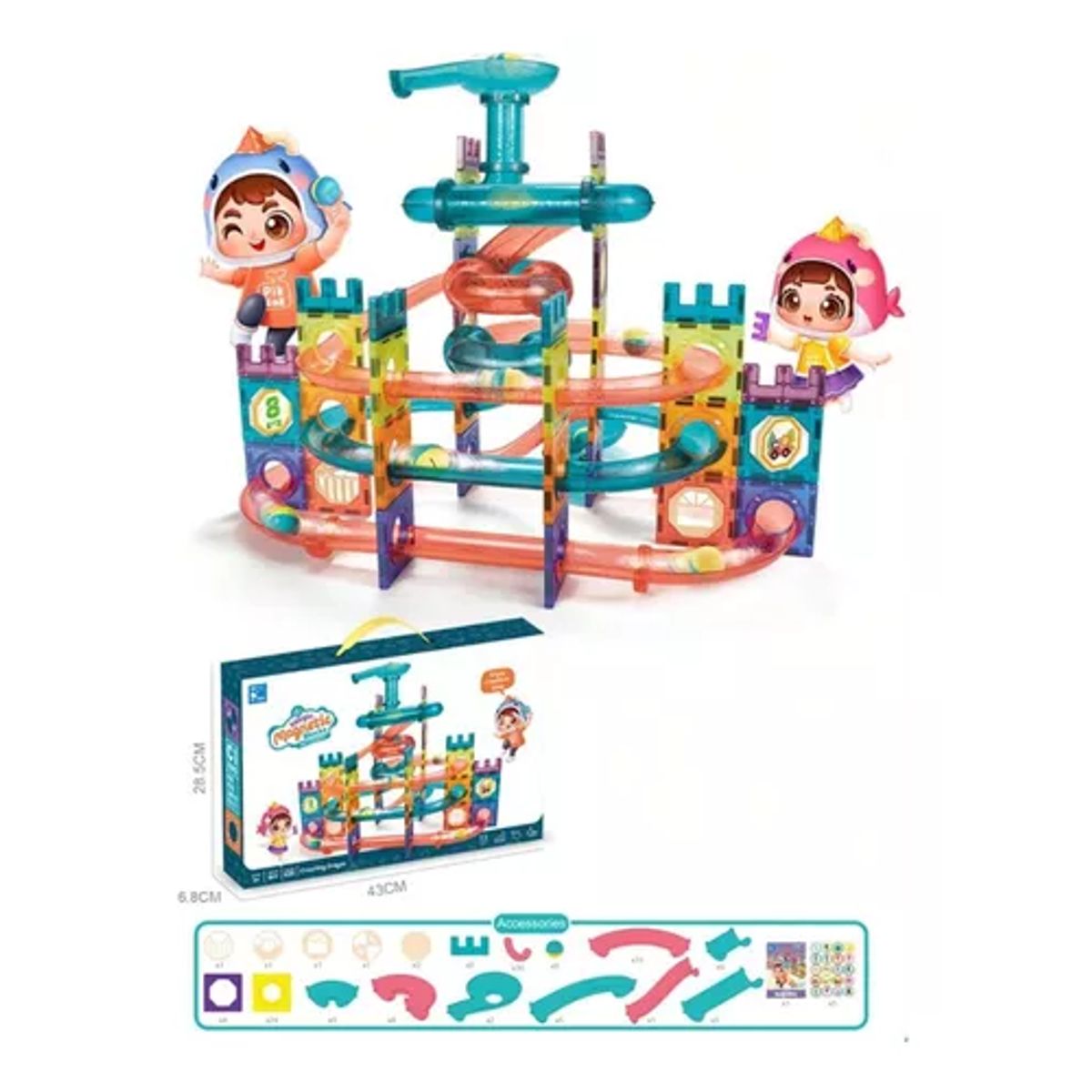 GENERICO - Bloques construcción bolitas magnéticos 131 pzas multicolor