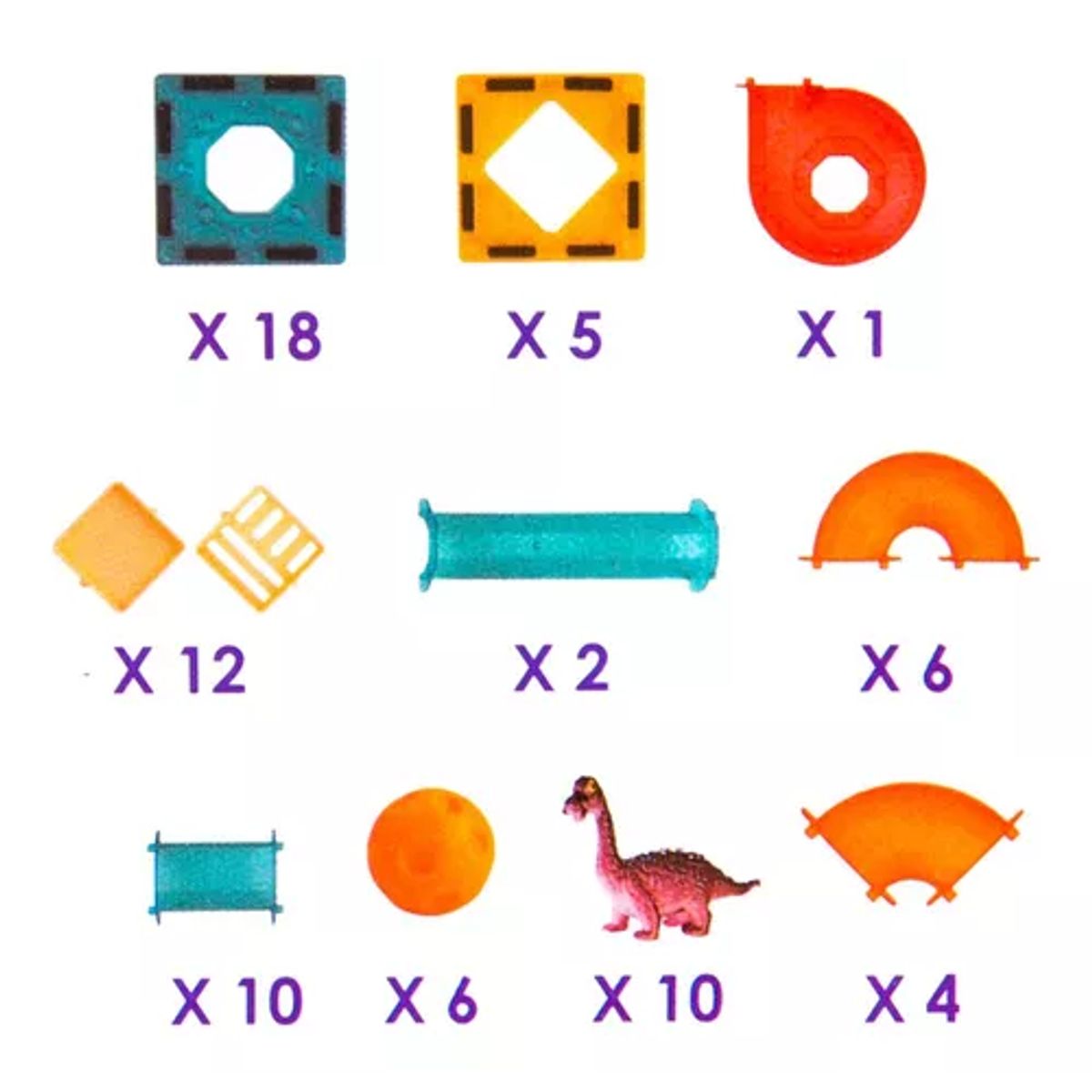 GENERICO - Bloques magnéticos de dinosaurios 74 piezas multicolor