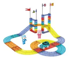 GENERICO - Bloques de construcción pista de autos magnética 63 piezas