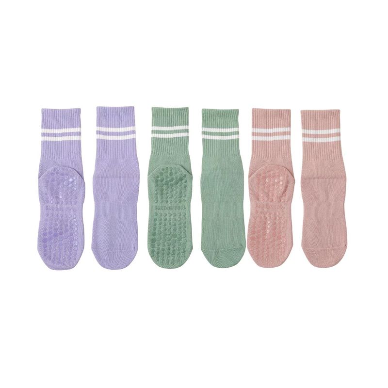 GENERICO - Calcetines Antideslizantes Algodon YOGA PILATES Set 3 Par