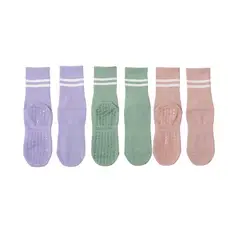 GENERICO - Calcetines Antideslizantes Algodon YOGA PILATES Set 3 Par