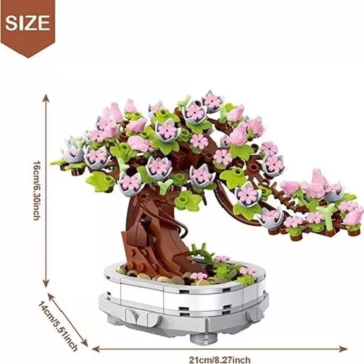 GENERICO - Bloques de flores de cerezo bonsai suculentas blanco